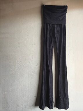 Women's Black Fold-Over Waist Flared Pants